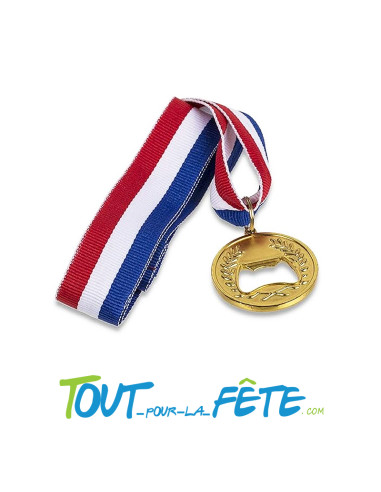 Médaille décapsuleur de bouteille tricolore bleu, blanc, rouge Apéro