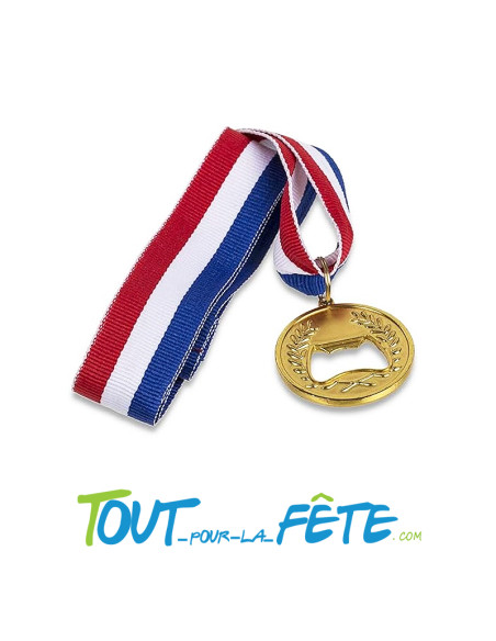 Médaille décapsuleur de bouteille tricolore bleu, blanc, rouge Apéro