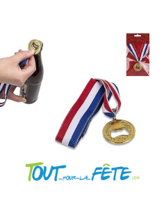 Médaille décapsuleur de bouteille tricolore bleu, blanc, rouge Apéro 2