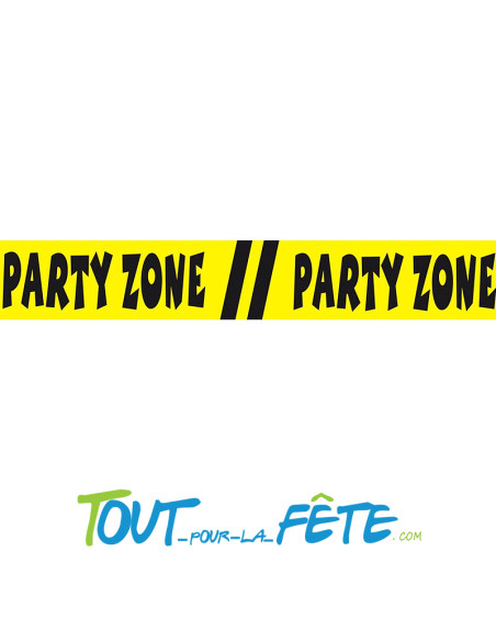 Ruban de délimitation "party zone" jaune et noir longueur 15 mètres