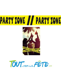 Ruban de délimitation "party zone" jaune et noir longueur 15 mètres 2