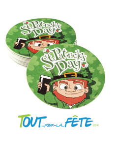 Lot de 10 sous-verres Saint Patrick "St.Patrick's Day' vert 10 cm