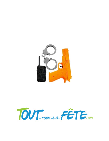 Kit de policier pour enfant ( talkie walkie, menotte, pistolet en plastique )