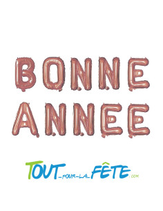 Ballon aluminium lettres " Bonne année " rose gold hauteur 30 cm