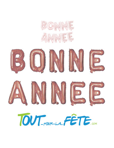 Ballon aluminium lettres " Bonne année " rose gold hauteur 30 cm