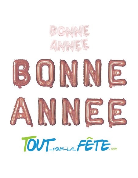 Ballon aluminium lettres " Bonne année " rose gold hauteur 30 cm