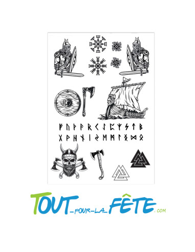 Tatouages temporaires viking plusieurs motifs drakkar, hache, etc...
