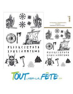 Tatouages temporaires viking plusieurs motifs drakkar, hache, etc... 2