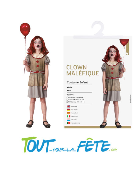 Costume clown maléfique" ça " horreur taille enfant fille
