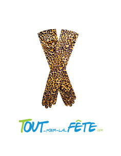 Paire de gants long motif léopard 38 x 9 cm