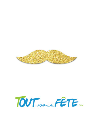Moustache paillette couleur or adhésive 9 x 2 cm