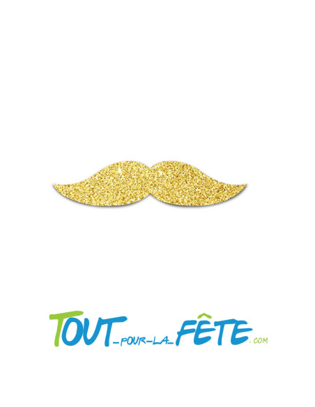 Moustache paillette couleur or adhésive 9 x 2 cm