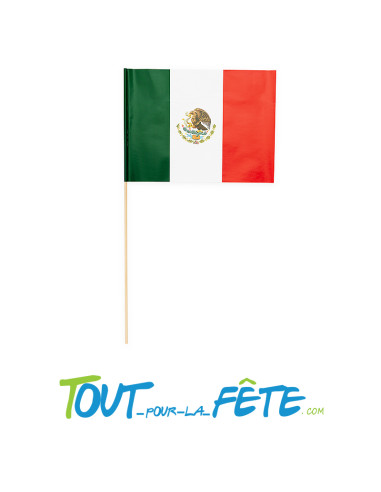 Lot de 10 drapeaux sur tige Mexique vert, blanc, rouge 20cm x 30cm