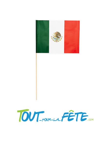 Lot de 10 drapeaux sur tige Mexique vert, blanc, rouge 20cm x 30cm