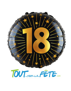 Ballon aluminium rond noir des âges d'or 45cm ( air - helium ) 2