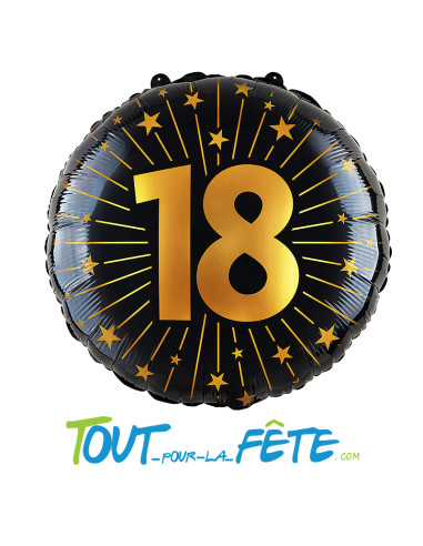 Ballon aluminium rond noir des âges d'or 45cm ( air - helium )