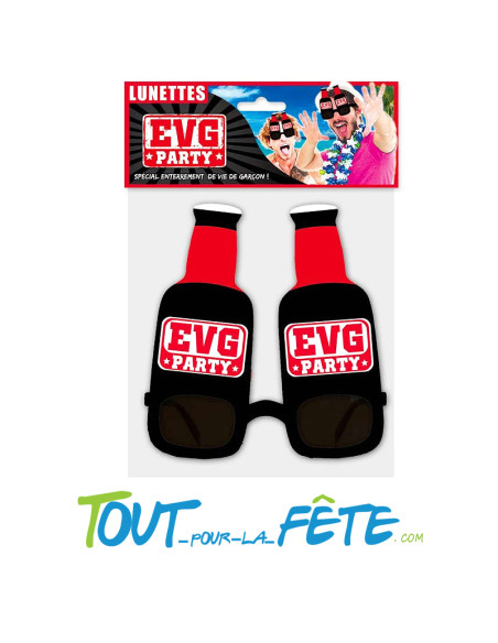 Paire de lunettes EVG en forme de bouteille noir et rouge ( enterrement de vie de garçon )