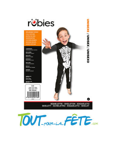 Déguisement de squelette enfant combinaison à petit prix