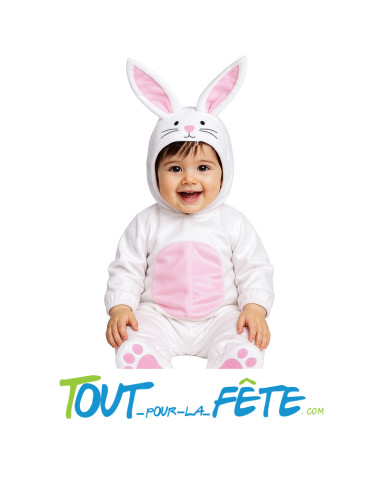 Déguisement de lapin blanc et rose pour bébé ( 12/18 mois - 18/24 mois )