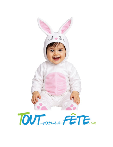 Déguisement de lapin blanc et rose pour bébé ( 12/18 mois - 18/24 mois )