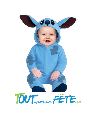 Déguisement de Stitch l'alien bleu pour bébé ( combinaison avec capuche )