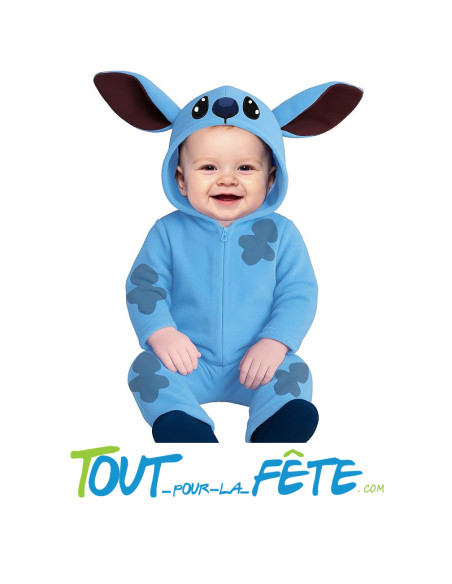 Déguisement de Stitch l'alien bleu pour bébé ( combinaison avec capuche )