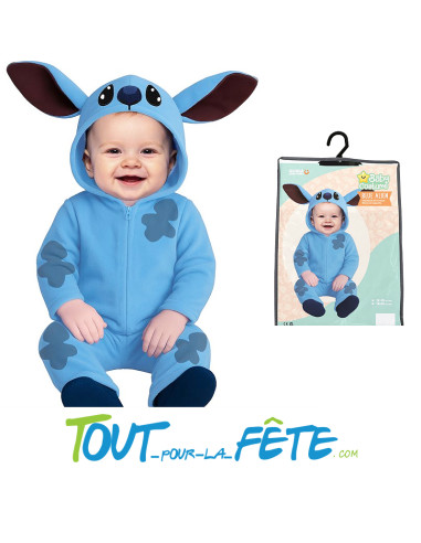 Déguisement de Stitch l'alien bleu pour bébé ( combinaison avec capuche )