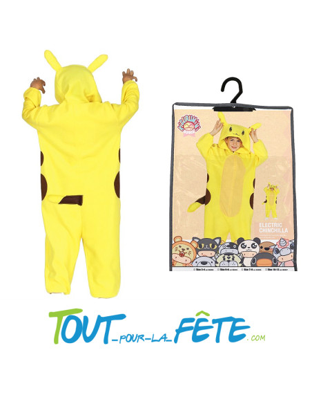 Déguisement Pikachu Pokemon taille enfant ( combinaison à capuche et queue )