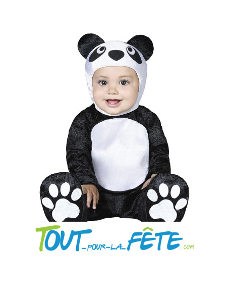 Déguisement de panda pour bébé ( combinaison - chaussons - cagoule )