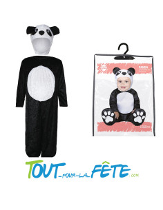 Déguisement de panda pour bébé ( combinaison - chaussons - cagoule ) 2