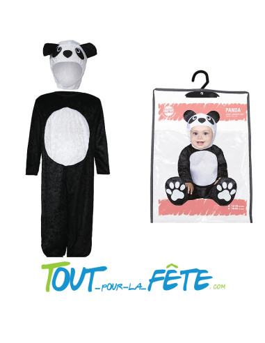 Déguisement de panda pour bébé ( combinaison - chaussons - cagoule )