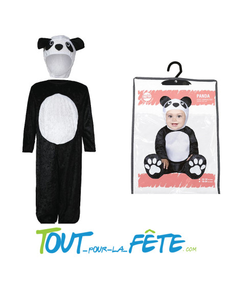 Déguisement de panda pour bébé ( combinaison - chaussons - cagoule )
