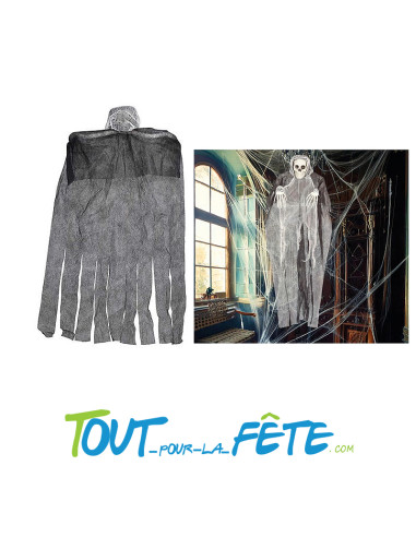 Squelette a suspendre 80 cm blanc et gris ( décoration Halloween )