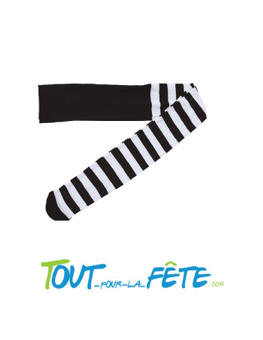 Collant rayé noir et blanc taille unique pour adulte ( accessoire déguisement )