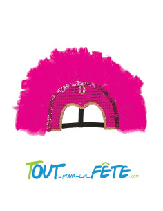 Coiffe à plumes fuchsia carnaval de Rio ( thème Brésil ) taille unique 2