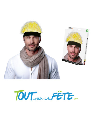 Perruque jaune avec bandeau noir taille unique ( accessoire déguisement )