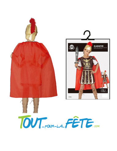 Déguisement de gladiateur pour enfant ( Ceinture, Armure, Tunique, Cape, Casque )