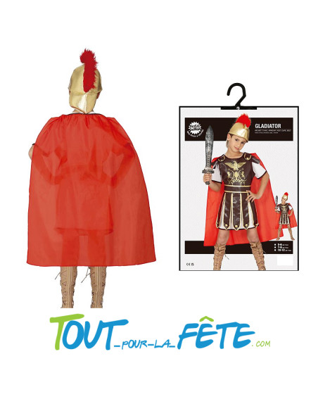 Déguisement de gladiateur pour enfant ( Ceinture, Armure, Tunique, Cape, Casque )