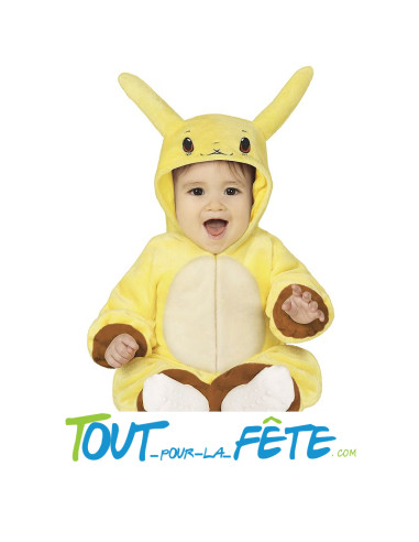 Déguisement Pikachu Pokemon pour bébé ( combinaison à capuche et chaussons) 12/18 mois - 18/24 mois