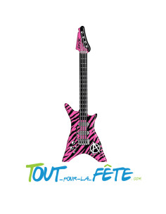 Guitare électrique rock n' roll gonflable rose et noir 95 cm accessoire