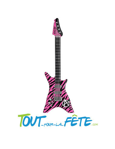 Guitare électrique rock n' roll gonflable rose et noir 95 cm accessoire