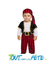 Déguisement de pirate pour bébé ( foulard - t shirt avec gilet - ceinture - pantalon ) 12/18 mois - 18/24 mois