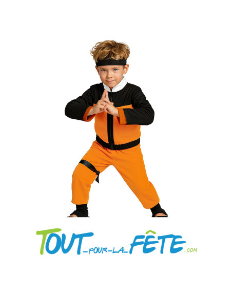 Déguisement de ninja Naruto orange et noir taille enfant ( combinaison )