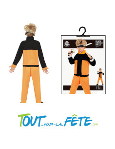 Déguisement de ninja Naruto orange et noir taille enfant ( combinaison ) 2