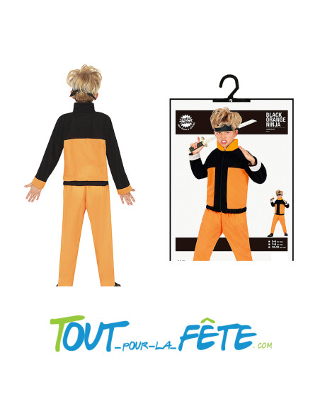 Déguisement de ninja Naruto orange et noir taille enfant ( combinaison )