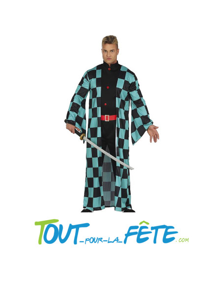 Déguisement Demon slayer ( manga ) Tanjiro Kamado taille adulte ( kimono - combinaison - ceinture )