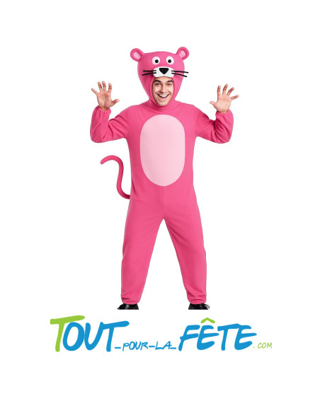 Déguisement de panthère rose taille adulte ( capuche, combinaison, queue)