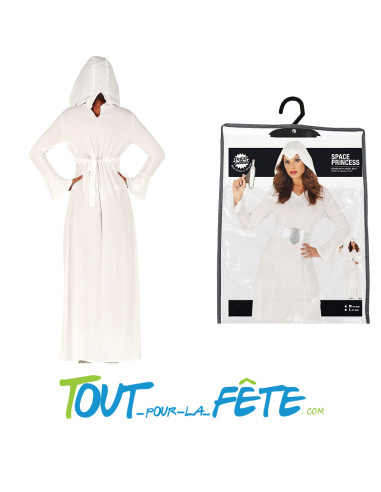 Déguisement de princesse de l'espace blanc (robe avec capuche, ceinture)