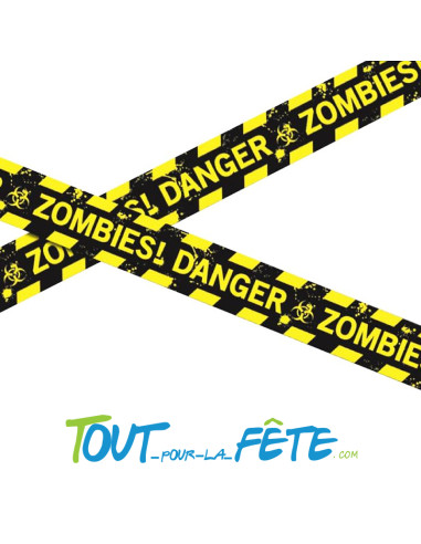 Ruban noir et jaune "Zombie danger" 6m