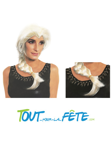 Perruque blonde / blanche avec tresse ( elsa reine des neiges ) taille unique pour adulte